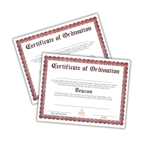 Deacon Certificate of Ordination License Leinenpapier, 21,6 x 27,9 cm, für Kirchenmitgliedschaft, Auszeichnung, goldfarben, Geistliche Anerkennungsmappe, 6 Stück Deacon Certificate of Ordination License Leinenpapier, 21,6 x 27,9 cm, für Kirchenmitgliedschaft, Auszeichnung, goldfarben, Geistliche Anerkennungsmappe, 6 Stück von Lashicorn