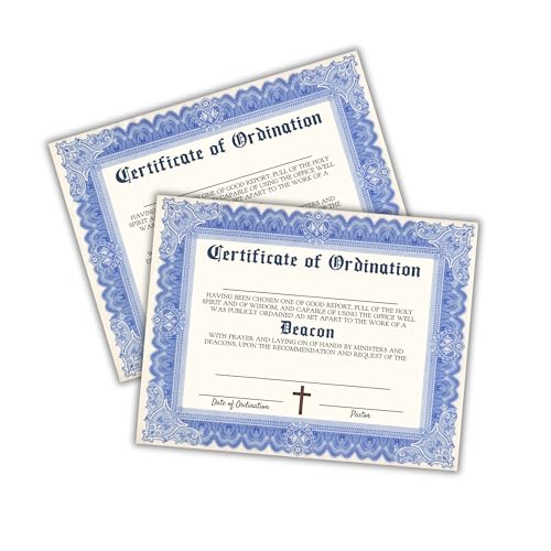 Deacon Ordination Certificate of Ordination 6 Stück Leinenpapier 21,6 x 27,9 cm Kirchenmitgliedschaftspreis Blau Gold Klerus Anerkennung Lizenz Ministerium Führung Deacon Ordination Certificate of Ordination 6 Stück Leinenpapier 21,6 x 27,9 cm Kirchenmitgliedschaftspreis Blau Gold Klerus Anerkennung Lizenz Ministerium Führung von Lashicorn