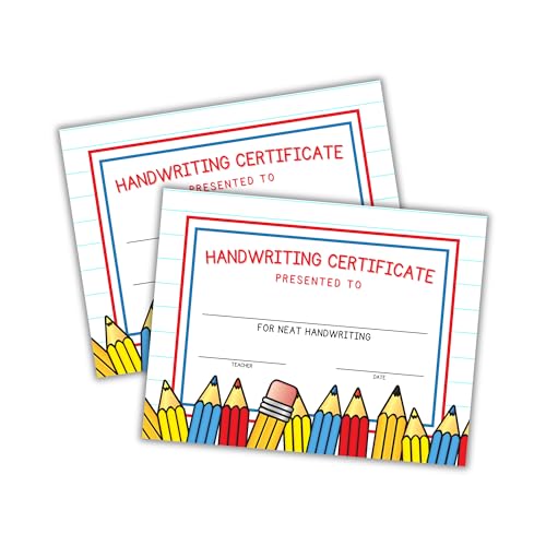 Handschrift-Zertifikat für Erfolge, 50 Stück, 21,6 x 27,9 cm, verbessertes Ende des Jahres, kursives Schreiben, Studentenzertifikat, Exzellenzaufsatz Handschrift-Zertifikat für Erfolge, 50 Stück, 21,6 x 27,9 cm, verbessertes Ende des Jahres, kursives Schreiben, Studentenzertifikat, Exzellenzaufsatz von Lashicorn