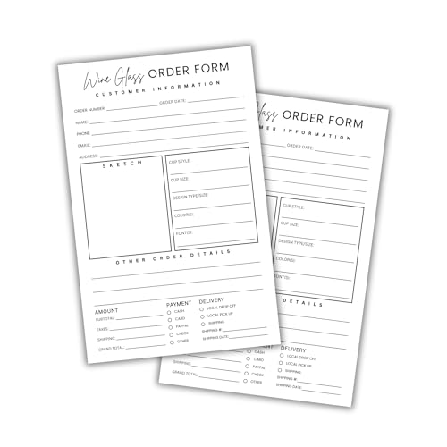 Individuelle Weinglas-Bestellformulare, 21,6 x 14 cm, Kartonpapier für Bastler, Details, Zahlungen für Kunden zum Ausfüllen von Skizzieren, 50 Stück von Lashicorn