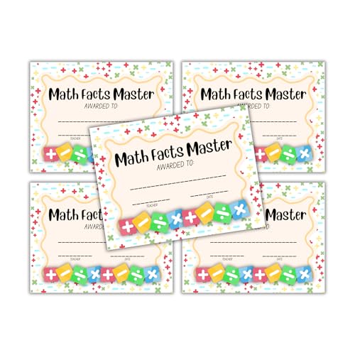 Math Facts Master Certificate of Achievement 30 Stück, 21,6 x 27,9 cm, liniertes Papier, STEM Award, Zielteilnahme, Beherrschung, Subtraktion, Multiplikation, Addition, Gelb Math Facts Master Certificate of Achievement 30 Stück, 21,6 x 27,9 cm, liniertes Papier, STEM Award, Zielteilnahme, Beherrschung, Subtraktion, Multiplikation, Addition, Gelb von Lashicorn