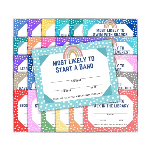 Most Likely To Superlative Awards 30 Stück 21,6 x 27,9 cm Regenbogen Polka Dot Kindergarten Grundschullehrer Ende des Jahres Zertifikate Candy Bar Most Likely To Superlative Awards 30 Stück 21,6 x 27,9 cm Regenbogen Polka Dot Kindergarten Grundschullehrer Ende des Jahres Zertifikate Candy Bar von Lashicorn