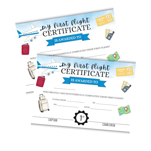 My First Flight Certificate 21,6 x 27,9 cm Kid's Award Brave Flying Vacation Attendance Solo Pilot Achievement Aviation Journey Meilenstein für Eltern, 30 Stück My First Flight Certificate 21,6 x 27,9 cm Kid's Award Brave Flying Vacation Attendance Solo Pilot Achievement Aviation Journey Meilenstein für Eltern, 30 Stück von Lashicorn