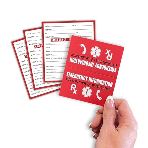 Lashicorn Notfall-Info ICE Folded Wallet Card, 5,1 x 8,9 cm, Medikamente, Blutgruppen-Identifikationskarte, Kontakte, Arzt, Allergien im Falle eines Notfalls, 10 Stück Lashicorn Notfall-Info ICE Folded Wallet Card, 5,1 x 8,9 cm, Medikamente, Blutgruppen-Identifikationskarte, Kontakte, Arzt, Allergien im Falle eines Notfalls, 10 Stück von Lashicorn