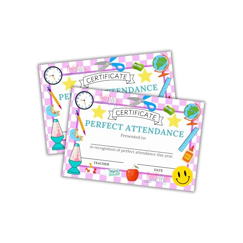 Perfect Attendance Certificate Award 30 Stück 15,2 x 22,9 cm lila kariert 90er Jahre Hintergrund Anerkennung Excellence Ende des Jahres Smiley-Blume Perfect Attendance Certificate Award 30 Stück 15,2 x 22,9 cm lila kariert 90er Jahre Hintergrund Anerkennung Excellence Ende des Jahres Smiley-Blume von Lashicorn
