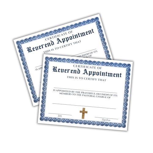 Reverend Terminzertifikat, Blau, 6 Stück, 21,6 x 27,9 cm, Ordination Kirchenanerkennung, Pastor, Pastoralpreis, Büro zum Rahmen, Ministerium Leistung Reverend Terminzertifikat, Blau, 6 Stück, 21,6 x 27,9 cm, Ordination Kirchenanerkennung, Pastor, Pastoralpreis, Büro zum Rahmen, Ministerium Leistung von Lashicorn