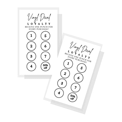 Vinyl-Aufkleber, Treuekarte, 50 Karten, physisch bedruckt, 5,1 x 8,9 cm, Visitenkartengröße, Vinyl-Schneidemaschine, Großpackung billiger Vinyl-Zubehör, weiße Karte von Lashicorn