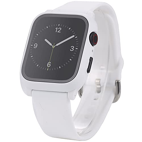 3-in-1-Armband für Apple Watch mit eingebautem Displayschutz, SmartWatch-Silikon, für Herren und Damen, Sport-Handgelenkschlaufe und PC-harte Stoßfängerabdeckung und Displayschutzfolie aus gehärtetem von Lasllaves