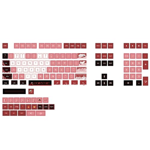 130 Stück AliceTheme Tastenkappen XDA Profil Vollständiges Set Dickes PBT Für Mechanische Gaming Tastatur Rote Tastenkappe 130 Tasten AliceTheme Tastenkappe Farbstoffsublimation PBT Material von Laspi