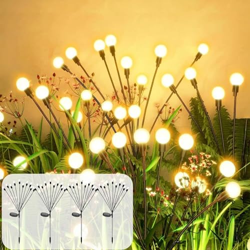 Laspi Glühwürmchen Leuchte Solar Lampen-4 Stück 40 LEDs Solarlampen Für Außen,IP65 Solar Gartenbeleuchtung Für Draußen,Garden Lights Für Pathway Yard Gartendeko, Warmweiß von Laspi