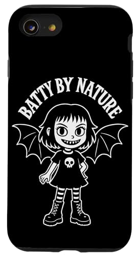 Batty By Nature Creepy Cute Goth Girl In Bat Wings And Boots Hülle für iPhone SE (2020) / 7 / 8 von Last Gasp Graphics