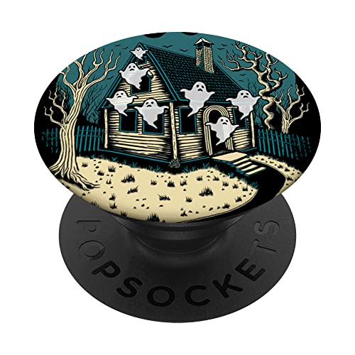 Cute Haunted Home with Family of Ghosts Goth Halloween PopSockets mit austauschbarem PopGrip von Last Gasp Graphics