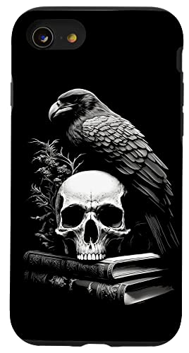 Hülle für iPhone SE (2020) / 7 / 8 Raven Bird, Skull And Books Witchy Occult Academia Symbolism von Last Gasp Graphics