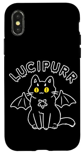 Hülle für iPhone X/XS Lucipurr Cute Vampire Goth Cat With Pentagram And Bat Wings von Last Gasp Graphics
