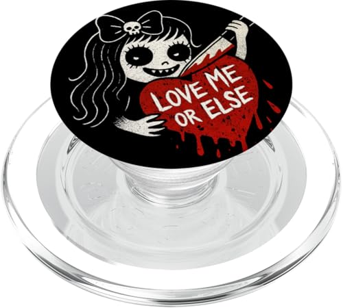 Love Me Or Else Creepy Cute Girl With Heart And Knife PopSockets PopGrip für MagSafe Love Me Or Else Creepy Cute Girl With Heart And Knife PopSockets PopGrip für MagSafe von Last Gasp Graphics