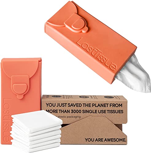LastTissue® Taschentücher Box - Umweltfreundlich Wiederverwendbare Bio Taschentücher aus Baumwolle (Pfirsich) von LastObject