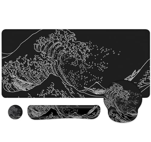 LATEEFAH Schreibtischunterlage, großes Mauspad und Tastatur-Handgelenkauflage, ergonomisches Mauspad-Set, Mauspad mit Handgelenkauflage, Combo für Zuhause, Büro, Computer von Lateefah