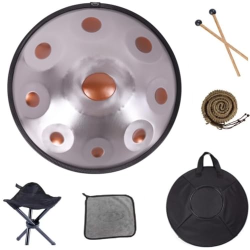 440 Hz 9-Ton-Handpan-Instrumente18-Zoll-D-Moll-Stahlzungen-Trommel mit weichem Beutel (9 Tones-Goldene-Auge Handpan-Trommel) von Latourreg