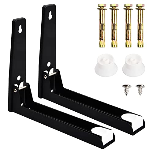 Laughhe 2er Set Mikrowellenhalterung Wand aus Edelstahl, Universal Mikrowellen Halterung mit Teleskoparme, Klappbar Mikrowellen für Mikrowelle, Backofen, Ausgestattet mit Montagematerial, Schwarz von Laughhe