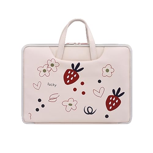 LaurelTree Niedliche Tragetasche für Damen, Laptop-Hülle für Damen, niedliches Muster, Laptophülle, Kawaii-Hülle, Laptop-Tasche (38,1 cm, Erdbeere) von LaurelTree