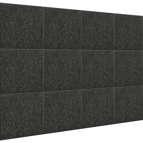 Filz Pinnwand,12 Stück Selbstklebende Korkplatte,30x30CM Groß,DIY Filz Memoboards Set für Fotos,Zeitpläne,Bulletin Board für Kinderzimmer,Klassenzimmer,Büro(montiert 121.9 cm x 96.5 cm) Dunkelgrau von Laurraine