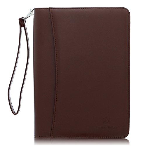 Lautus Designs Kleine Mappe aus PU-Leder mit Notizblock und Fach für 8 Zoll (20 cm) große Tablets dunkelbraun von Lautus Designs