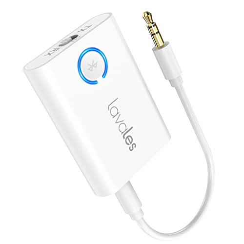 Lavales Bluetooth 5.3 Adapter TV Transmitter für Flugzeug auf 2 Kopfhörer, 2-in-1 Bluetooth Audio Sender Empfänger 3.5mm Klinke Bluetooth Splitter für/Speaker/Gym/Tablet usw von Lavales