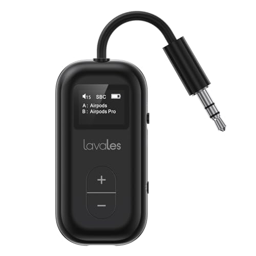 2025 Upgrade Bluetooth 5.3 Adapter für 2 Airpods, aptX Low Latency/Adaptive, 25H Spielzeit, 3,5mm AUX Kabelloser Audio Sender Klinke Splitter Transmitter für Flugreisen, TV-Nur Transmitter 2025 Upgrade Bluetooth 5.3 Adapter für 2 Airpods, aptX Low Latency/Adaptive, 25H Spielzeit, 3,5mm AUX Kabelloser Audio Sender Klinke Splitter Transmitter für Flugreisen, TV-Nur Transmitter von Lavales
