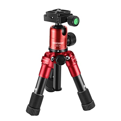 Tragbares Aluminiumstativ, kompaktes Desktop-Tischstativ mit Kugelkopf für DSLR-Kamera (Rosso 23~50 cm) von Lavendre
