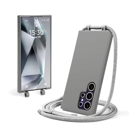 Lawonda Handykette Hülle für Samsung Galaxy Handyhülle mit Band und Schutzfolie, Umhängen Case mit Schnur zum Umhängen Kordel Necklace Hülle Schutzhülle (Grau, für Samsung Galaxy S23 Ultra) Lawonda Handykette Hülle für Samsung Galaxy Handyhülle mit Band und Schutzfolie, Umhängen Case mit Schnur zum Umhängen Kordel Necklace Hülle Schutzhülle (Grau, für Samsung Galaxy S23 Ultra) von Lawonda
