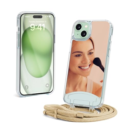 Lawonda Hülle für iPhone 13 Pro, Spiegel Handyhülle Geeignet für Make-up,Selfie Handykette mit abnehmbarem Band Hülle Seil Verstellbarer Halskette Handyhülle mit Kordel Tasche Schutzhülle Rose Gold Lawonda Hülle für iPhone 13 Pro, Spiegel Handyhülle Geeignet für Make-up,Selfie Handykette mit abnehmbarem Band Hülle Seil Verstellbarer Halskette Handyhülle mit Kordel Tasche Schutzhülle Rose Gold von Lawonda