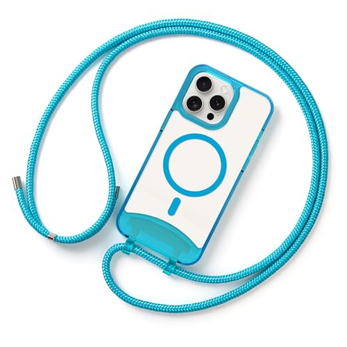Lawonda Magnetisch Hülle für iPhone 13 Pro Max (6.7 Zoll) Handykette mit abnehmbarem Band Hülle Seil Necklace Verstellbarer Halskette Handyhülle mit Kordel Tasche Schutzhülle Himmelblau von Lawonda