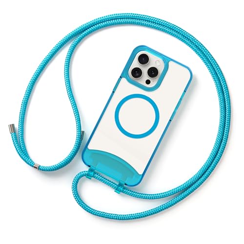 Lawonda Magnetisch Hülle für iPhone 14 Pro (6.1 Zoll) Handykette mit abnehmbarem Band Hülle Seil Necklace Verstellbarer Halskette Handyhülle mit Kordel Tasche Schutzhülle Himmelblau von Lawonda