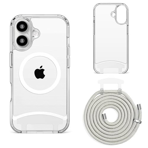 Lawonda Magnetisch Hülle für iPhone 16 Plus(6.7 Zoll) Handykette mit abnehmbarem Band Hülle Seil Necklace Verstellbarer Halskette Handyhülle mit Kordel Tasche Schutzhülle klar von Lawonda
