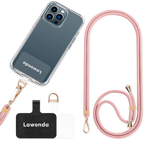 Lawonda Universal Handykette geeignet für alle Smartphones, Kette zum Umhängen um Hals & Handgelenk, Handyband mit jeder Hülle kombinierbar mit 2er Ersatz Einlage (Baby rosa) von Lawonda