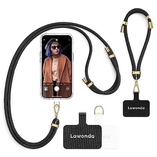 Lawonda Universal Handykette geeignet für alle Smartphones, Kette zum Umhängen um Hals & Handgelenk, Pad mit Kordel, Smartphonekette für Unterwegs, Handyband mit 2er Ersatz Einlage Schwarz Lawonda Universal Handykette geeignet für alle Smartphones, Kette zum Umhängen um Hals & Handgelenk, Pad mit Kordel, Smartphonekette für Unterwegs, Handyband mit 2er Ersatz Einlage Schwarz von Lawonda