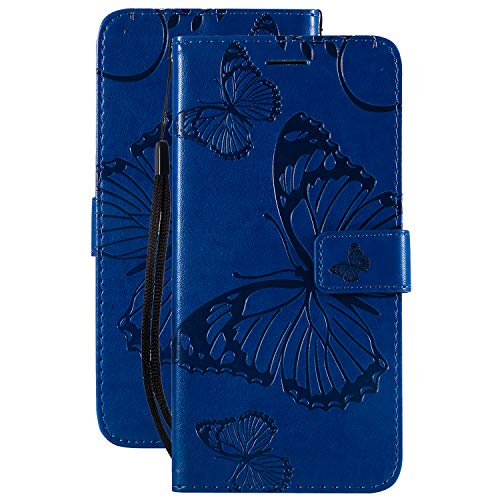 Laybomo Handyhülle für Honor 20 lite HRY-LX1T edertasche Schuzhülle mit Kreditkartenhalter & Weiches TPU Silikon Klappe Schale Stehen Cover Magnetisch Brieftasche Schmetterling Hülle Honor 10i (Blau) von Laybomo