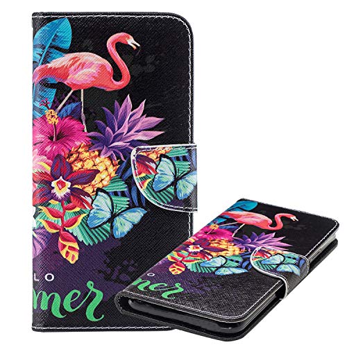 Laybomo Hülle für Huawei P30 lite Ledertasche Schuzhülle Weiches TPU Silikon Cover mit Visitenkartenhüllen Magnetisch Stehen Brieftasche Handyhülle für Huawei P30 lite, Flamingoo Gedrückt von Laybomo