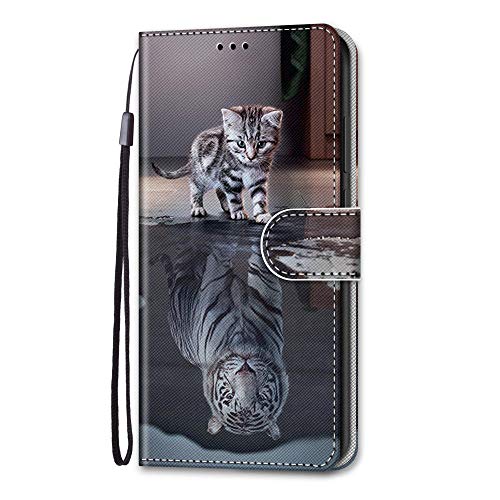 Laybomo Hülle für Samsung Galaxy S20+ Handyhülle mit Kartenfach Geld Slot Ständer PU Ledertasche TPU Bumper Flip Schutzhülle Kompatibel mit Galaxy S20 Plus, Weißer Tiger von Laybomo