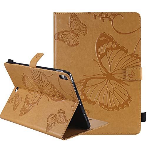 Laybomo Hülle für iPad Air (2020) / iPad Air 4 Leder Tasche Schuzhülle mit Kreditkartenhalter & Stifthalter Klappe Schale Stehen TPU Silikon Case für iPad Air (2020) / iPad Air 4 (Gelb) von Laybomo