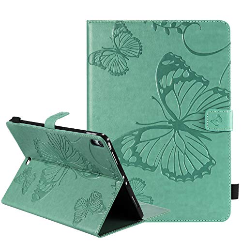 Laybomo Hülle für iPad Air (2020) / iPad Air 4 Leder Tasche Schuzhülle mit Kreditkartenhalter & Stifthalter Klappe Schale Stehen TPU Silikon Case für iPad Air (2020) / iPad Air 4 (Grün) von Laybomo