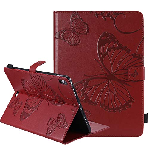 Laybomo Hülle für iPad Air (2020) / iPad Air 4 Leder Tasche Schuzhülle mit Kreditkartenhalter & Stifthalter Klappe Schale Stehen TPU Silikon Case für iPad Air (2020) / iPad Air 4 (Rot) von Laybomo