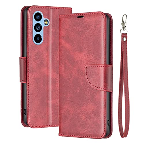Laybomo Klapphülle für Samsung Galaxy A54, Handyhülle für Samsung A54 Leder Tasche Geldbörsen Kreditkartenhüllen Stoßfeste Silikon Schutz Brieftasche Hülle für Galaxy A54, Rot von Laybomo