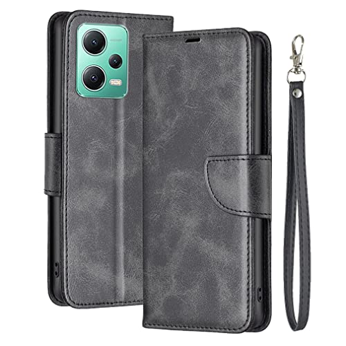 Laybomo Klapphülle für Xiaomi Redmi Note 12 Pro, Handyhülle für Redmi Note 12 Pro Leder Tasche Geldbörsen Kartenfächer Silikon Schutz Brieftasche Hülle für Xiaomi Redmi Note 12 Pro, Schwarz von Laybomo