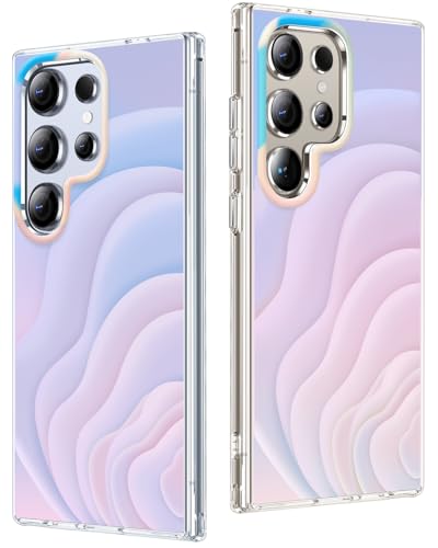 Layeri Schutzhülle für Samsung Galaxy S25, holografisch, schillernd, stoßfest, transparent, matt, Hartschale, PC, Rückseite, Wellen, kratzfest, stoßfest, matt, für Samsung S25, S24 Ultra) von Layeri