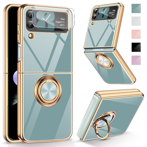 Layeri für Samsung Galaxy Z Flip 3 Hülle mit Schutzfolie Galvanik Glitzer Silikon Handyhülle Samsung Z Flip 3 Ring Ständer Kameraschutz Kratzfest Stoßfest Dünn Schutzhülle Galaxy Z Flip 3 5G Hülle Layeri für Samsung Galaxy Z Flip 3 Hülle mit Schutzfolie Galvanik Glitzer Silikon Handyhülle Samsung Z Flip 3 Ring Ständer Kameraschutz Kratzfest Stoßfest Dünn Schutzhülle Galaxy Z Flip 3 5G Hülle von Layeri