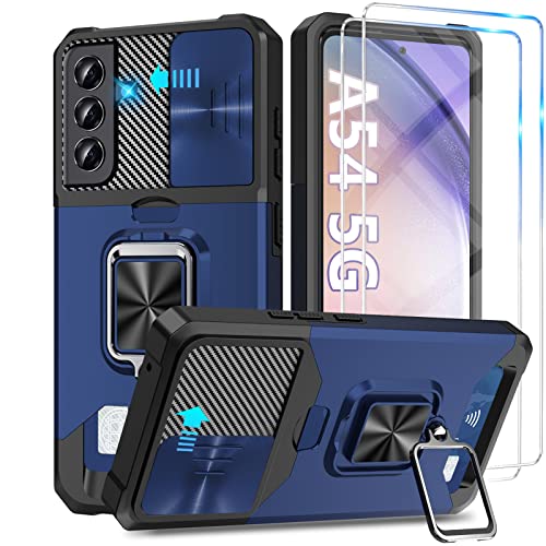 【𝐔𝐩𝐠𝐫𝐚𝐝𝐞𝐝】A54 Hülle Handyhülle für Samsung Galaxy A54 Hülle Militärische mit 2 Schutzfolie Galaxy A54 Hüllen Case Brieftasche Kameraschutz Ständer Stoßfest Schutzhülle für Samsung A54 5G Cover von Layeri