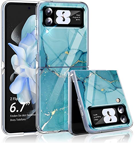 Z Flip 4 Handyhülle für Samsung Galaxy Z Flip 4 Hülle Original Silikon Dünn Slim Marmor Glitzer Muster Transparent Farbig Stoßfeste Kratzfest Anti-Gelb Schutzhülle Samsung Z Flip 4 5G Case Cover 2022 von Layeri