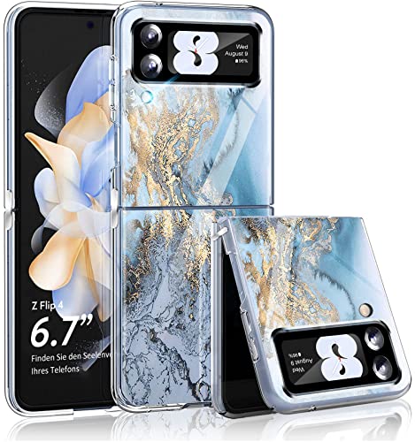 Z Flip 4 Handyhülle für Samsung Galaxy Z Flip 4 Hülle Original Silikon Dünn Slim Marmor Glitzer Muster Transparent Farbig Stoßfeste Kratzfest Anti-Gelb Schutzhülle Samsung Z Flip 4 5G Case Cover 2022 von Layeri