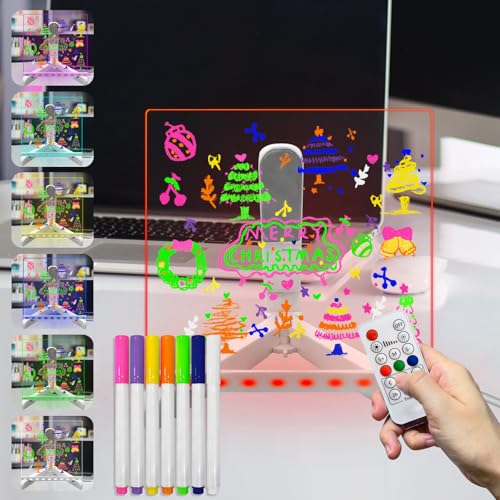 Laysinly Acryl Message Dry-erase Board Light up Stand, 15 * 15 CM 7 Farbe ändern Fernbedienung Dimmen Glow LED Memo Board, 7 Farbe Marker, USB-Stromversorgung (S) von Laysinly